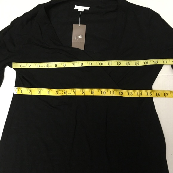 NWT J.Jill Black Surplice Dress Black MIDI 3/4 Sleeves Pullover Jersey Knit PS - Picture 9 of 11